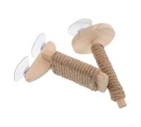 Beaupretty Perchoir Ventouse Solide pour Petits Oiseaux 2 Pièces en Corde de Chanvre Bois et Plastique Facile à Entretenir, pour Activités Quotidiennes et Bain D'oiseau