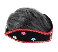 Beaupretty Perruque Grise Courte avec Chignon pour Garçon Fille et Adultes Look Vieille Dame Authentique Confortable et Douce pour Déguisement Cosplay Mamie