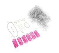 Beaupretty Perruque Vieille Dame Avec Rouleaux à Cheveux Accessoires Mère Incluant Lunettes Et Chaîne Pour Cosplay Et Performances