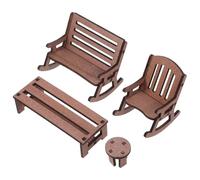 Beaupretty Petite Table Rustique, Chaise Miniature, Banc Rustique Miniature et Longue Table, Accessoires Décor Jardin pour Scènes Créatives