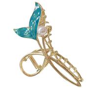 Beaupretty Pinces à Griffes Queue De Poisson En Métal Bleues Grandes Antidérapantes Pour Femmes Et Filles Coiffure Quotidienne
