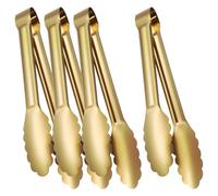 Beaupretty Pinces de Service Inox Élégants en Acier Inoxydable Lot de 4 Ustensiles de Cuisine 201 Or, Lisse et Durabilité Renforcée pour Buffet et Barbecue