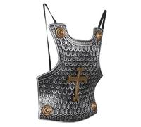 Beaupretty Plastron de Chevalier Médiéval en Plastique Argenté avec Croix, Costume D’Armure Vintage pour Garçon et Filles, Déguisement Royal Garçon et Fille, Accessoire de Jeu de Rôle et