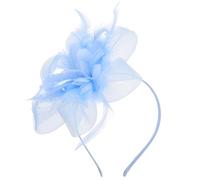 Beaupretty Plume Maille Fleur Fascinator Chapeau Plume Voile Bandeau Pour Thé Église Cocktail Bleu Ciel