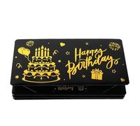 Beaupretty Pochette Anniversaire Noire et Or 6 Emplacements Cartes Compartiment Billets, Portefeuille Compact pour Cartes Présents et Pochettes à Billets D'anniversaire, Accessoire Fête