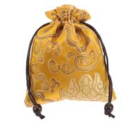 Beaupretty Pochette Brodée Soie Tibétaine Dorée Sac à Cordon Léger et Portable pour Bijoux Bracelets et Colliers Artisanat Traditionnel Chinois