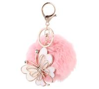 Beaupretty Porte-clés Créatif Boule De Poils En Métal Orné De Cristaux, Pendentif Rose, Léger Et Solide, Accessoire Femme Pour Paquet à Main Et Trousseau, Décoration Chic Et Pratique