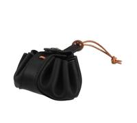 Beaupretty Porte-Monnaie Cuir Micro-Paquet Vintage Cordon de Serrage Femme Voyage Mini Pochette Bourse Noire Compacte