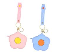 Beaupretty Porte-Monnaie en Silicone Fleur Petit Portefeuille Mini Pochette Léger Fermeture Éclair Femmes Filles Usage Quotidien Lot 2 Pièces Bleu Ciel et Rose Cerisier