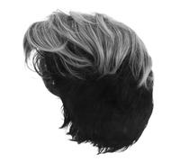 Beaupretty Postiche Bou Ombrée Gris Argenté pour Homme, Postiche Courte Synthétique Résistante la Chaleur, Toupet Décoiffé Naturel, Cosplay, Fêtes et Usage Quotidien, Confort Léger