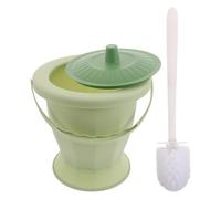 Beaupretty Pot de Chambre Portable Étanche Vert avec Couvercle Hermétique et Goupillon, Seau à Urine Unisexe en Plastique 1 Pièce, Urinoir Pratique pour Adultes, Personnes Âgées,