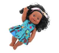 Beaupretty Poupée Né Réaliste Vinyle Modèle Africain à Cheveux Bouclés Souple pour Filles Accessoire Décoratif et Ludique avec Vêtements Positionnable et Détail Couleur Couleur Aléatoire