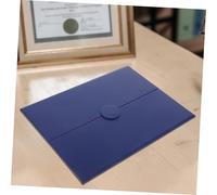 Beaupretty Protège Certificat Trifold Cuir PU Bleu avec Bouton Rond Couverture Multifonction pour Diplômes Anniversaires et Documents