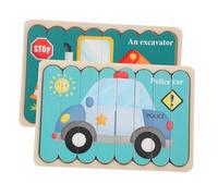 Beaupretty Puzzle Bois Bois pour Garçon Fille Ans Éducatif Montessori avec Excavatrice et Voiture de Police Puzzle Précoce pour Développement Cognitif et Motricité Fine