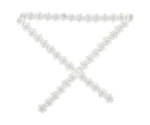 Beaupretty Ruban de Bordure en Dentelle Perlée 2 Mètres, Organza Double Couche Ivoire avec Broderies à Motifs Floraux 3d, Appliqués en Tissu Brodé à Fleurs pour Robes de Mariée et Décoration