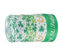 Beaupretty Rubans Verts à Motif Trèfle Saint-Patrick - Lot de 4 Rouleaux - Ruban Armé pour Emballage Présent, Confection de Nœuds et Loisirs Créatifs Festifs