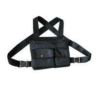 Beaupretty Sacoche de Poitrine Tactique en Nylon Noir Gilet Hip-Hop pour Homme Paquet Bandoulière Multifonction Décontracté d'Extérieur Grand Espace de Rangement pour Randonnée et Voyage