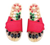 Beaupretty Sandales De Massage De Jade Naturelle Pantoufles Relaxantes Pour Santé Rouge