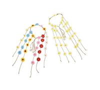 Beaupretty Serrage-tête Marguerite Floral 2 Pièces Petit Format Serrage-tête Vacances Femme Accessoires Cheveux Style Bohème Motifs Colorés