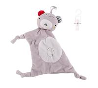 Beaupretty Serviette Apaisante Pour Bébé Ours Gris 30 Cm Peluche Coton Doux Jouet D'éveil Sensoriel Pour Nourrissons Ensemble Doudou
