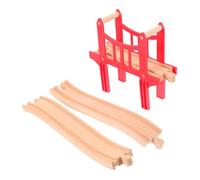 Beaupretty Set de Rails Bois avec Ponts Rouges et Adaptateurs S Accessoires Compatibles pour Circuit de Train Éducatif pour Garçon Fille Construction Créative et Développement des