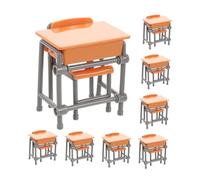Beaupretty Set Miniature Mobilier Maison de Poupée Bureau et Chaise École Accessoires Classe Miniature Jeu Éducation pour Garçon Fille Modèle Compact Ensemble Tables Chaises