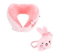 Beaupretty Set Oreiller de Voyage U avec Masque de Nuit Lapin Coussin Ergonomique pour Nuque Portable et Confortable pour Bureau Sieste Voiture et Avion