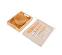 Beaupretty Set pour Masque Facial Bois Naturel avec Bol et Pinceau Silicone Kit de Soins Visage pour Application Précise à Domicile et Salon