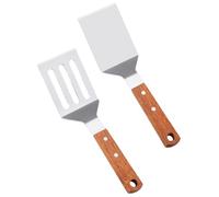 Beaupretty Spatules à Steak Ne Raye Pas Ustensiles en Acier Inoxydable Set de 2 en Bois, Prise en Main Confortable pour Restaurant et Salle à Manger