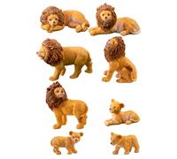 Beaupretty Statues de Lionceau Miniatures en Résine Lot de 8, Décorations Extérieures pour Jardin, Balcon et Bureau, Figurines Animales pour Aménagement de Mini Jardin