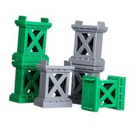 Beaupretty Supports De Pont Ferroviaires Empilables pour Train en Bois, Accessoires De Rails, Lot De 6 Piliers Compacts Gris Et Vert, Jouets Garçon Et Filles pour Circuit Ferroviaire Personnalisé