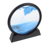 Beaupretty Tableau de Sable Mouvant Rond en Verre Bleu Effet 3D avec Mouvement Fluide du Sable, Décoration Unique pour Bureau ou Maison