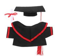 Beaupretty Tenue de Remise de Diplôme pour Peluche 3 Pièces avec Chapeau Rouge à Pompon, Robe Rouge et Certificat, Vêtements DIY pour Ours en Peluche de 30 Cm, Décoration Cérémonie