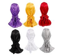Beaupretty Turban de Pirate Élastique en Soie pour Femme Lot de 6 Bonnets Longs Chapeau de Chimiothérapie Confortable et Antidérapant Nuit Mode