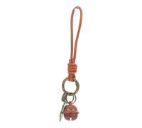 Beaupretty Vintage Cowhide Rope Keychain Charm With Bell And Leaf Pendant Retro Car Key Holder And Handbag Keyring Accessory