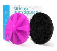 BEAUTAIL Lot de 2 brosses à récurer en silicone à poils doux, mousse bien, massage doux, plus hygiénique que le luffa, exfoliant doux pour les peaux sensibles, violet + noir