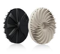 BEAUTAIL Lot de 2 brosses à récurer en silicone exfoliantes douces pour le bain et la douche pour homme et femme, peau sensible, design innovant en luffa pour bien mousser, poignée antidérapante (noir