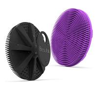 BEAUTAIL Lot de 2 brosses à récurer en silicone pour le bain, plus hygiéniques que le luffa traditionnel, mousse bien, brosse exfoliante douce pour femmes et hommes, peau sensible de bébé, noir +