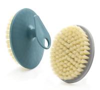 BEAUTAIL Lot de 2 brosses de bain exfoliantes douces pour le corps - Brosses à poils doux pour peaux sensibles, femmes et hommes - Clip antidérapant - Durable et durable (bleu + gris)
