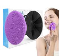 BEAUTAIL Lot de 2 brosses en silicone pour le visage, brosse de nettoyage manuelle pour le visage, exfoliant doux pour peau sensible, brosse exfoliante pour le visage pour hommes et femmes, noir+