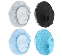 BEAUTAIL Lot de 4 brosses à récurer en silicone avec filet de gommage pour une mousse riche, un nettoyage en profondeur et une exfoliation - Durable, facile à nettoyer, options douces ou plus fermes
