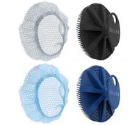 BEAUTAIL Lot de 4 filets à récurer en silicone pour le corps - Mousse riche et exfoliation avec brosse douce ou filet plus ferme - Hygiénique, durable, facile à nettoyer - 2 brosses (noir + bleu), 2