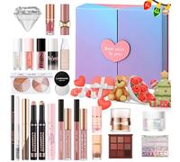 Beauté 26 pièces Coffret cadeau pour les fêtes, kit complet de cosmétiques pour débutants avec ombre à paupières, fond de teint, gloss, blush, eye-liner, coffret cadeau surprise pour la Saint-Valentin