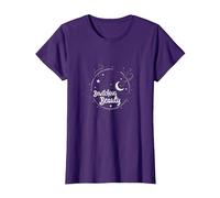 Beauté envoûtante : Chapeau de sorcière enchanteur Lune étoiles T-Shirt, Femme, Violet, XS