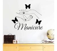 Beauté Nail Salon Wall Sticker Manucure Stickers Muraux Papillon Mains Chambre Décoration Salon Décoration Chambre de Filles Vinyle Art Muraux 59 x 65 cm