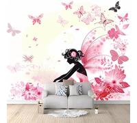 Beauté noire Papier Peint Intissé 350 x 256 cm Déco Murale Maison Chambre Salon, Photo Murale Décorative Fée papillon - Pour Jeunesse Enfants