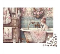beauté rétro 1000 Pièces Bain Vintage Puzzle pour Adultes Qualité Premium Anti-Stress Stimuler l'esprit pour Adolescents 14+ avec Affiche Guide 38x26cm/1000pcs
