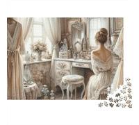 beauté rétro 1000 Pièces Dressing de vanité Puzzle pour Adultes Carton Résistant Anti-Stress Détente pour Couples sans Reflets avec Affiche Guide 70x50cm/1000pcs