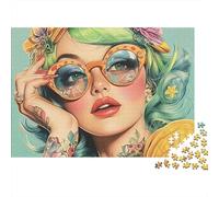 beauté rétro 1000 Pièces Fille colorée Puzzle Adulte Carton Épais Anti-Stress Détente pour Experts Difficile avec Affiche Guide sans Défaut 52x38cm/1000pcs