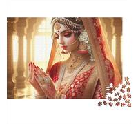 beauté rétro 1000 Pièces mariée Indienne Puzzle pour Adultes Carton Résistant Anti-Stress pour S'amuser pour Experts Difficile sans Reflets 38x26cm/1000pcs
